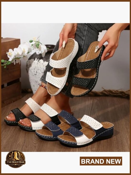 Platform Wedge Sandals for Women Bow Knot Arch Support Slide  Low Wedge Sandals Comfortable Platform Slides Adjustable Straps Summer Beach